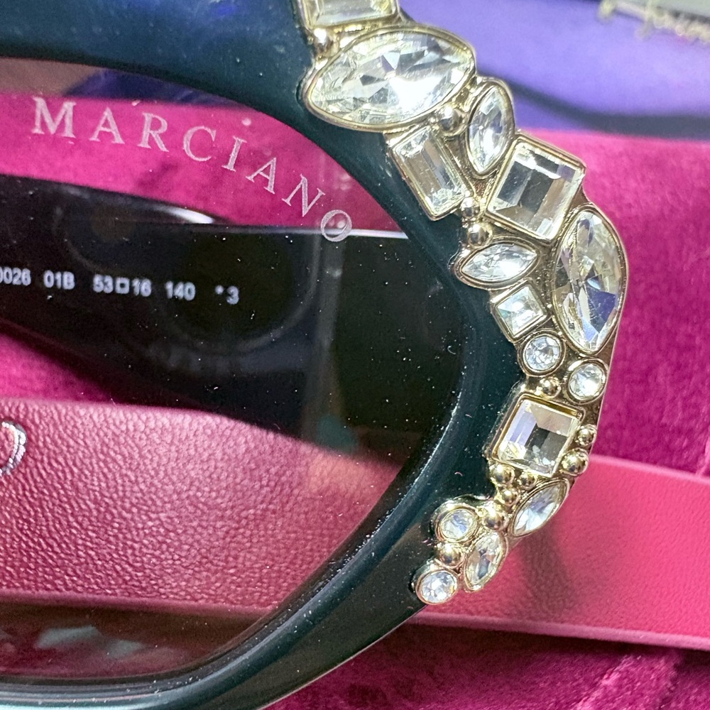 MARCIANO Black Women's Sunglasses with Crystal Accents Tinted Lens NEW - Picture 4 of 9